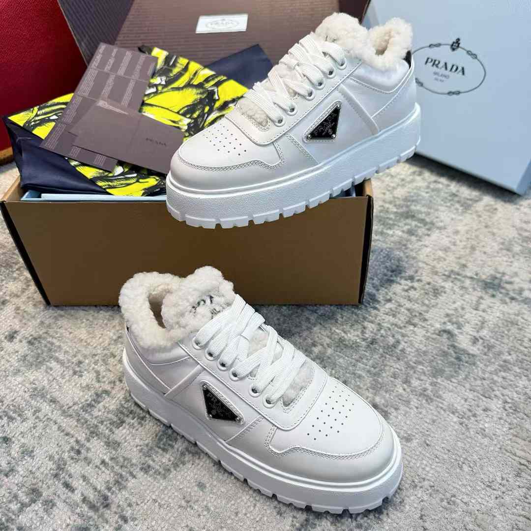 Prada Lamb fur sneakers view 4