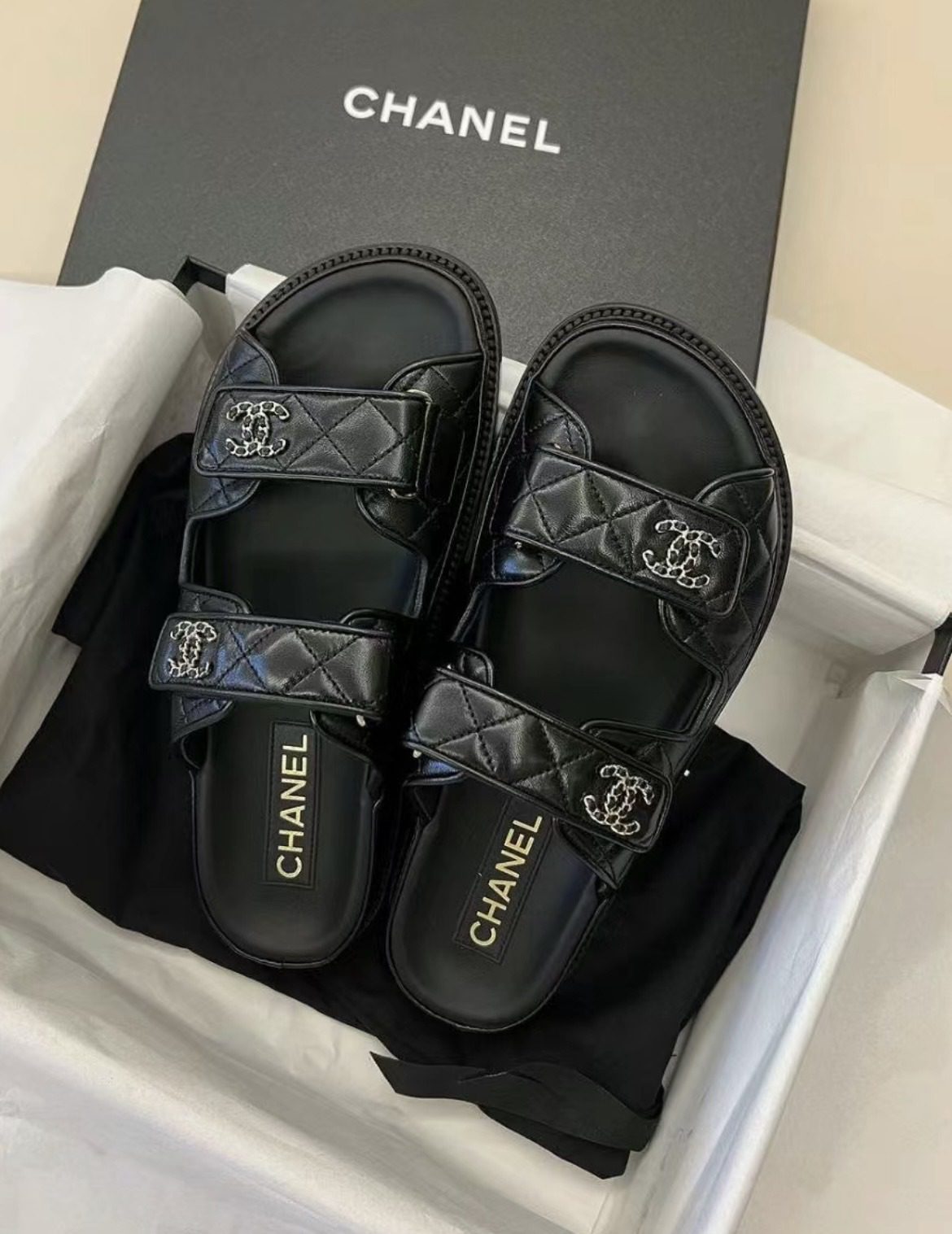 Chanel 24P Velcro slippers view 1
