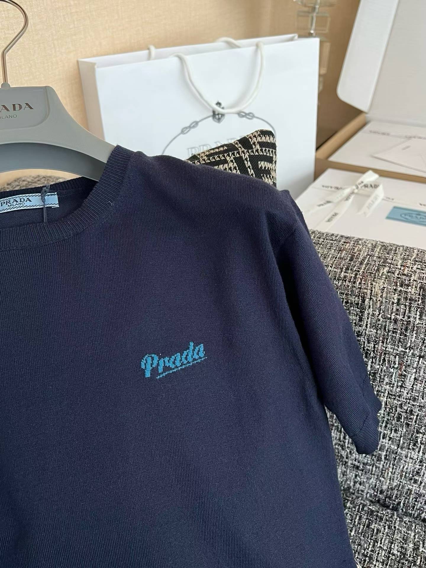 Prada Knitted short-sleeved shirt view 5