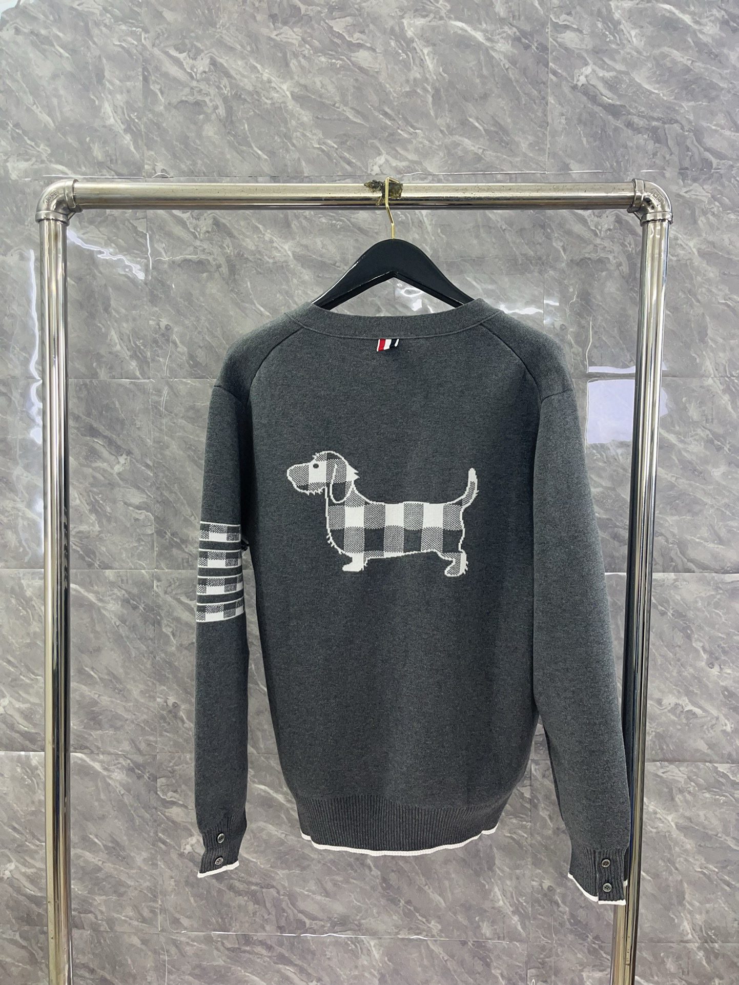 Thom Browne Classic puppy knitted cardigan view 8