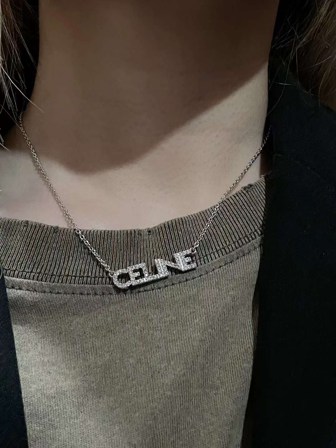 Celine Necklace full of diamond logo view 1