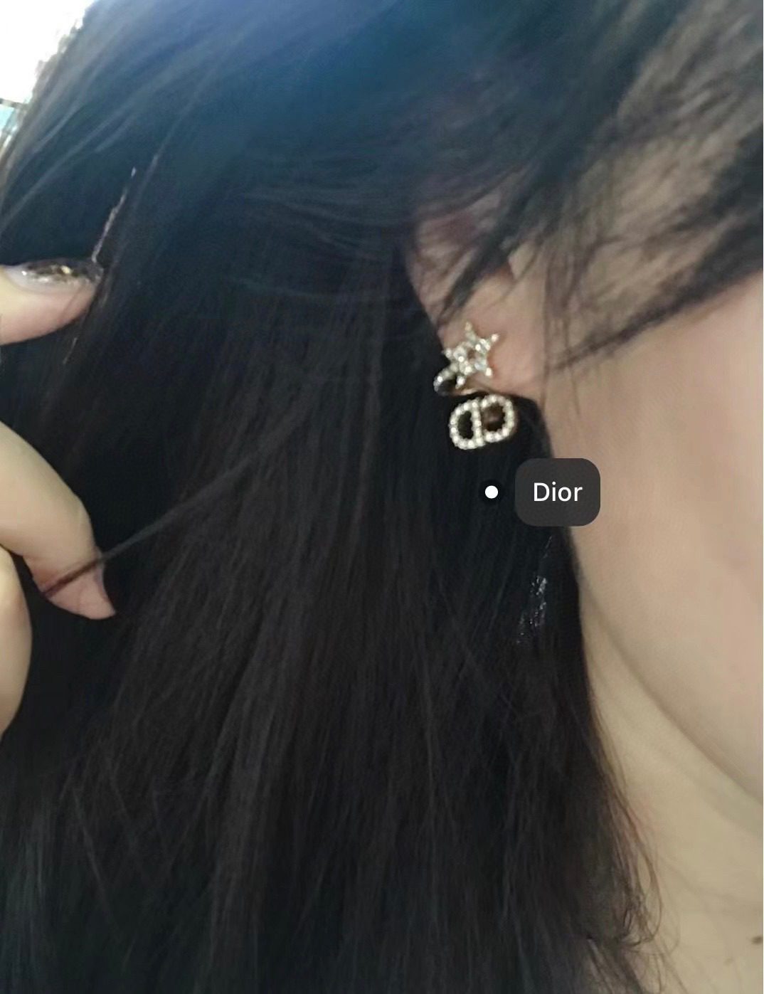 Dior Letterstar rhinestone stud earrings view 1