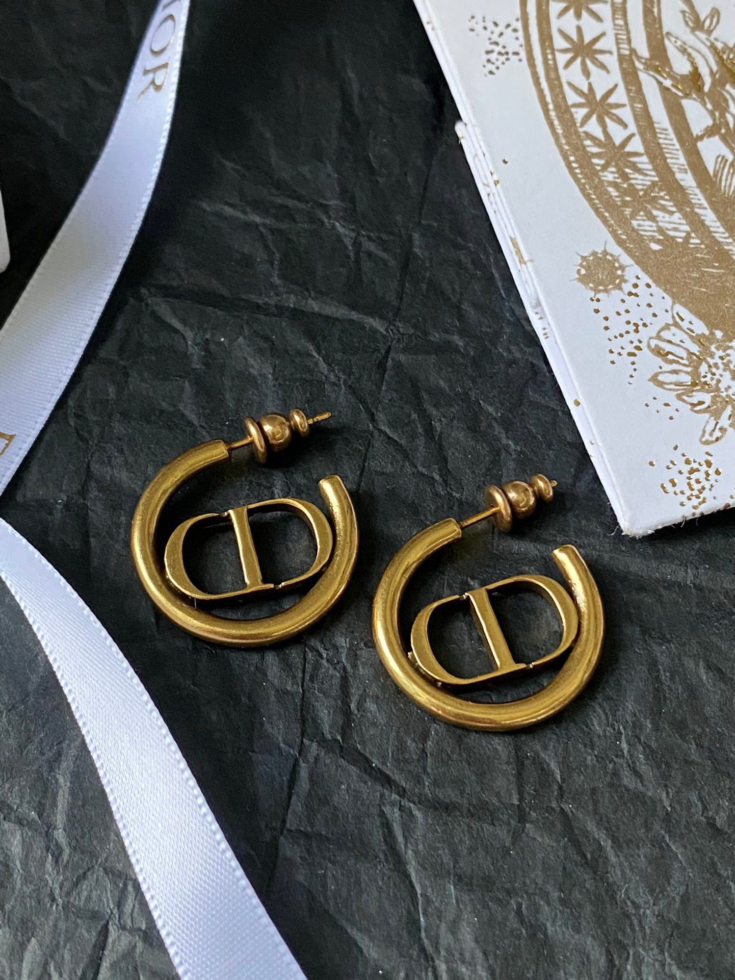Dior Vintage alphabet logo earrings view 2