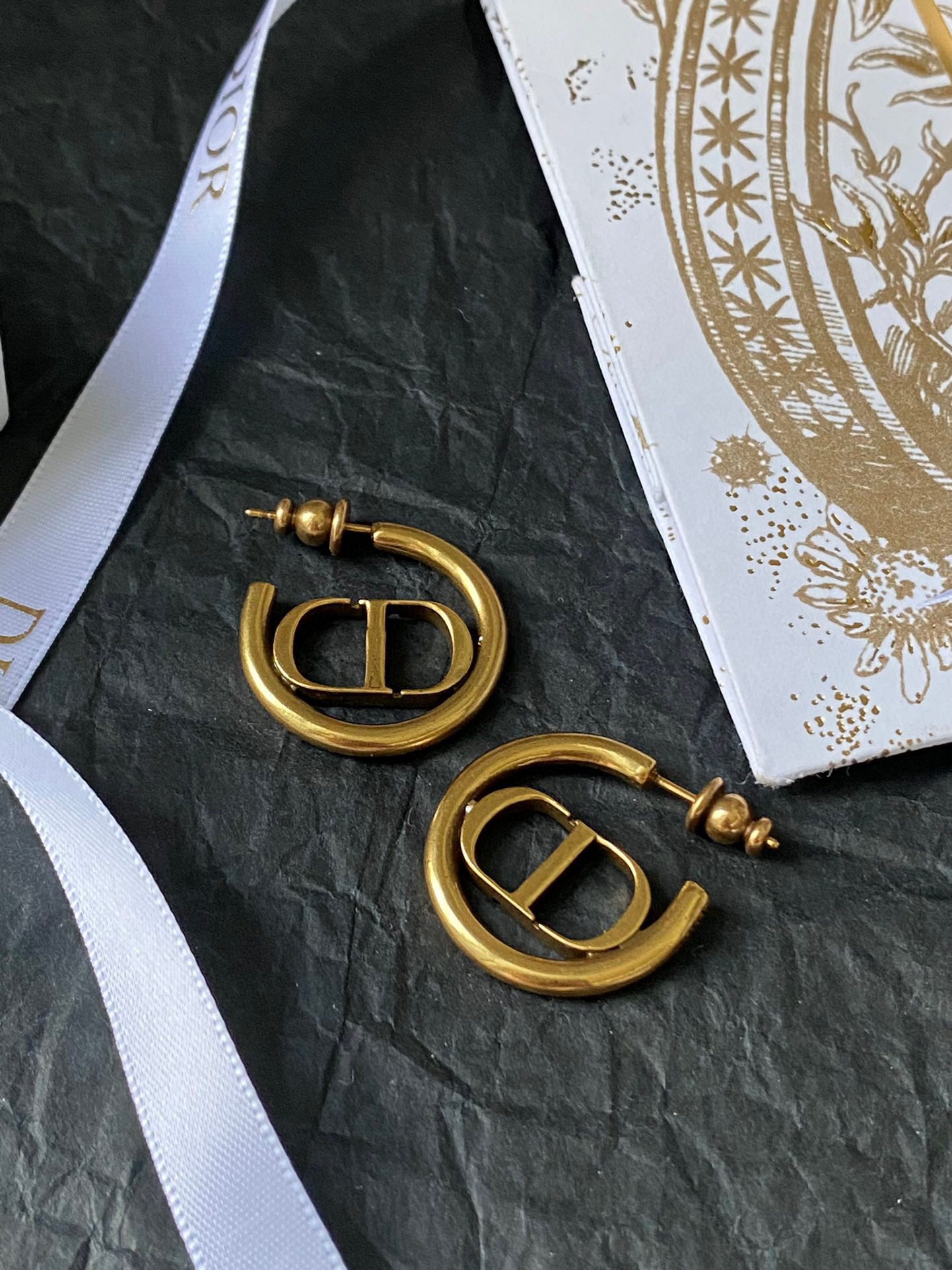 Dior Vintage alphabet logo earrings view 3