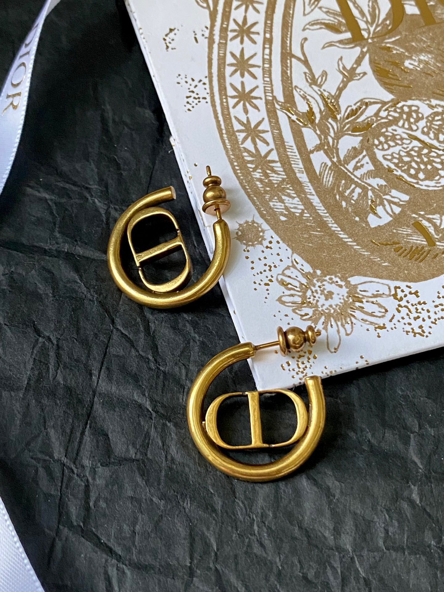 Dior Vintage alphabet logo earrings view 4