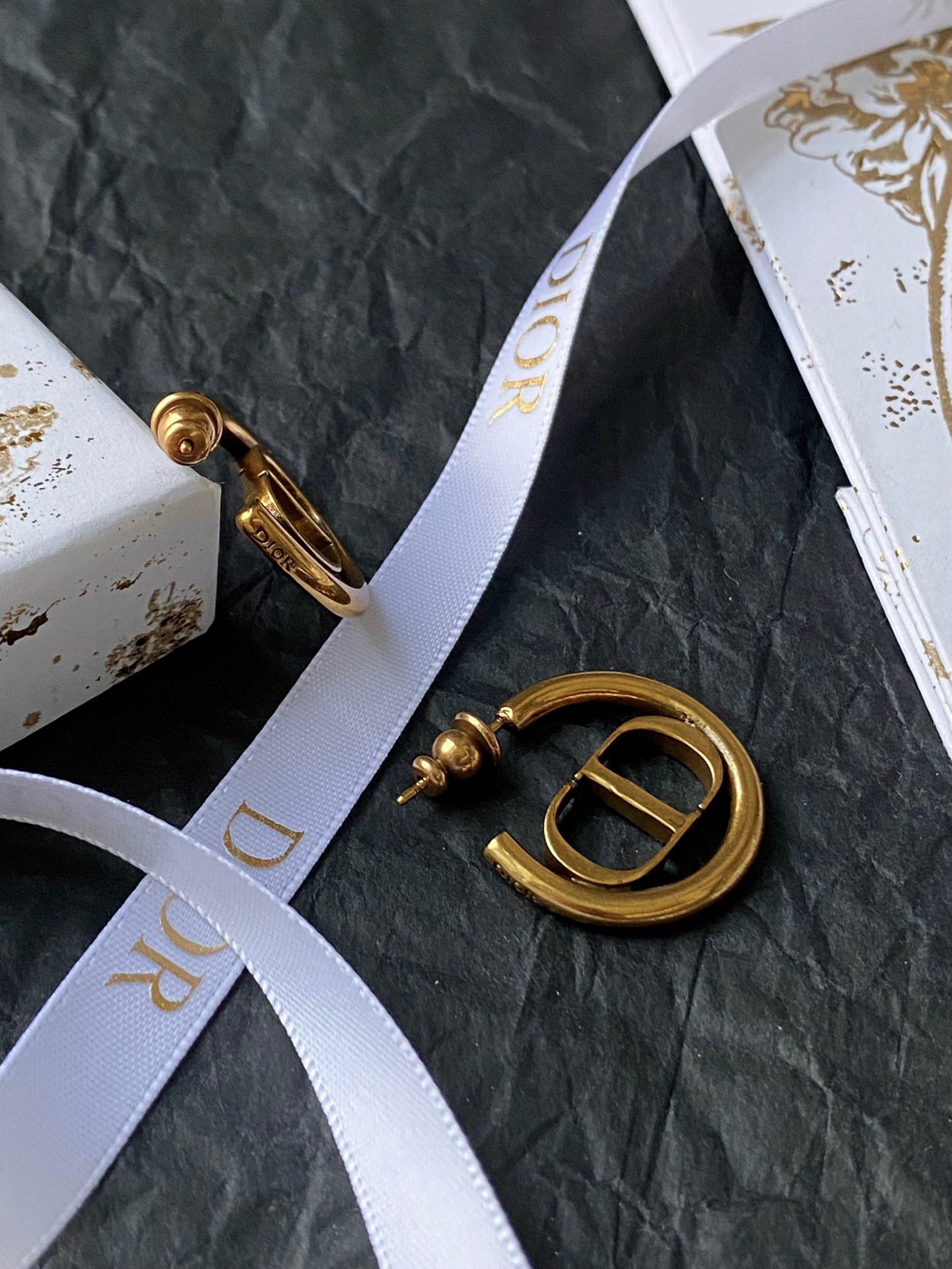 Dior Vintage alphabet logo earrings view 5