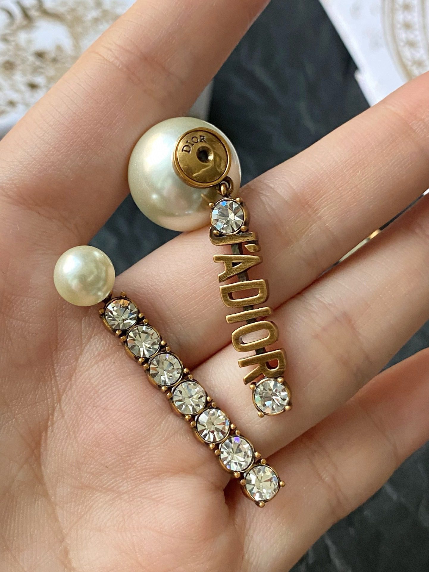Dior TRBALES pearl stud earrings view 2