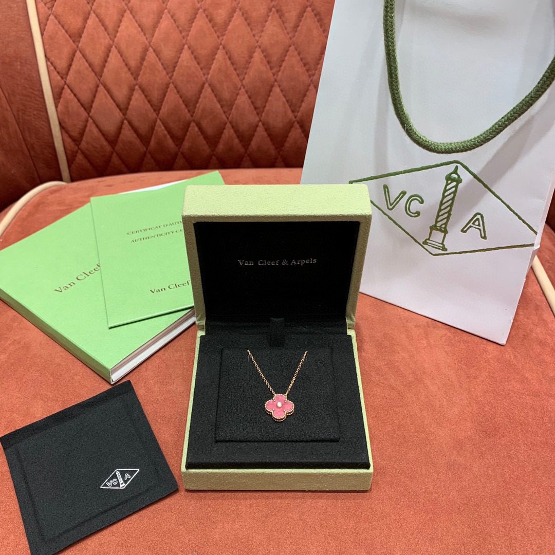 Van Cleef & Arpels Rhodonite Alhambra Pendant Necklace view 2