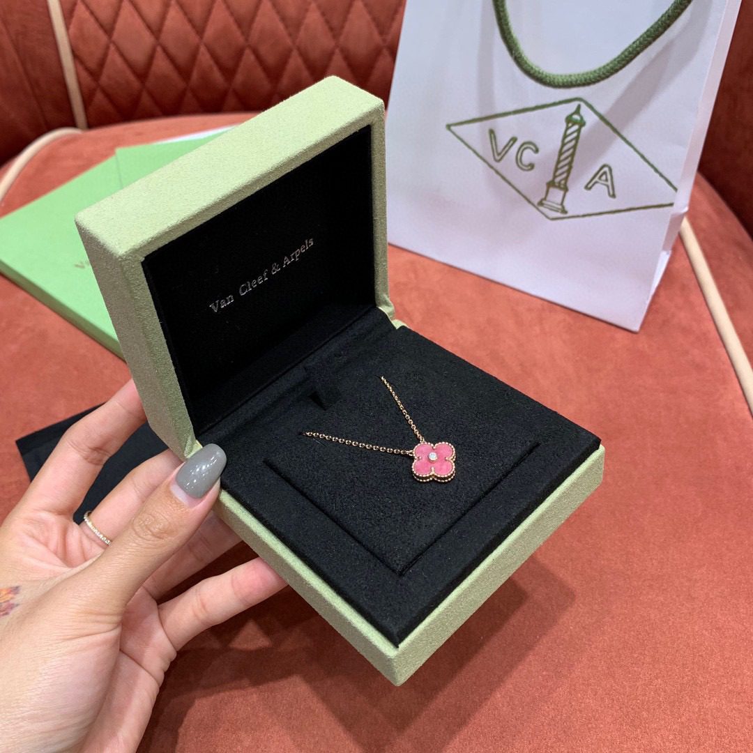 Van Cleef & Arpels Rhodonite Alhambra Pendant Necklace view 3