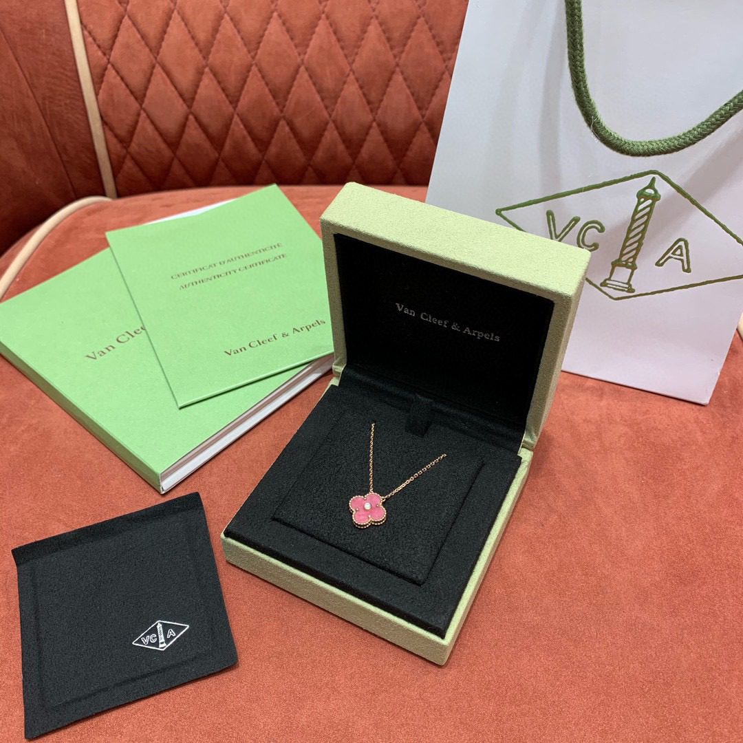 Van Cleef & Arpels Rhodonite Alhambra Pendant Necklace view 5