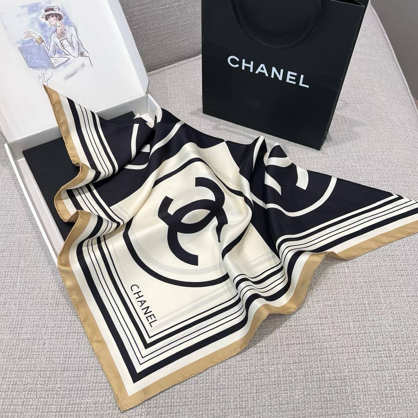 Chanel Square silk scarf view 7
