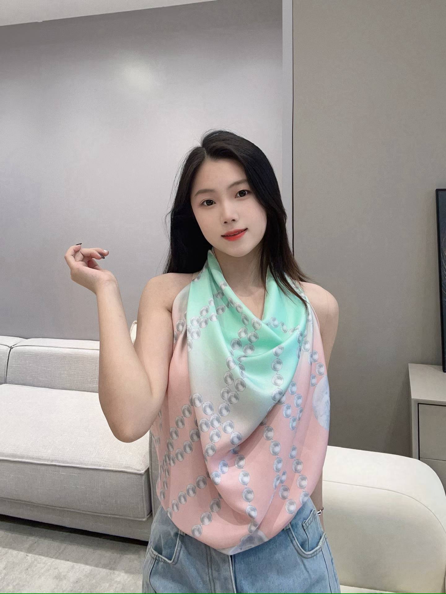 Chanel Square silk scarf view 8