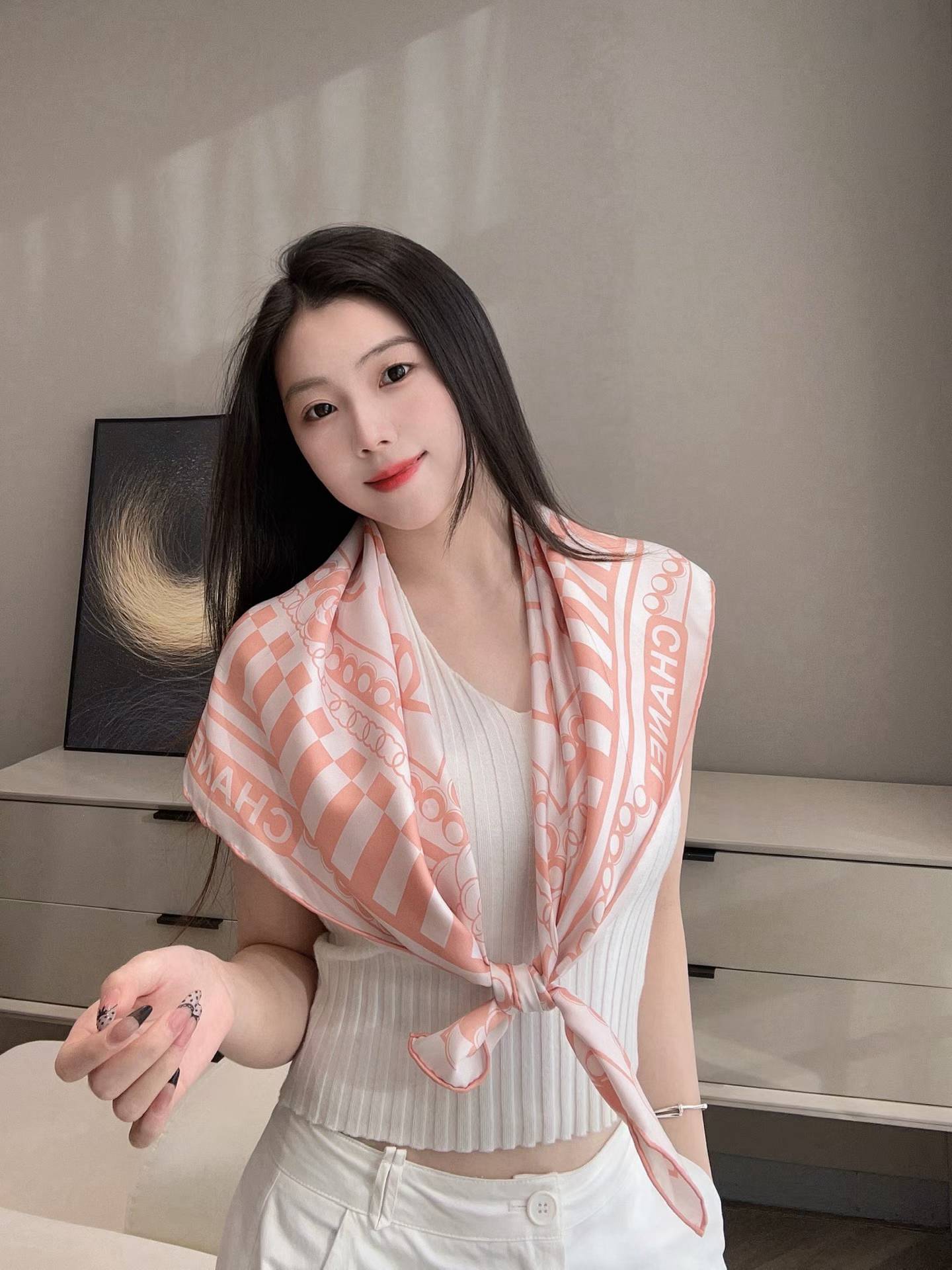 Chanel Square silk scarf view 10