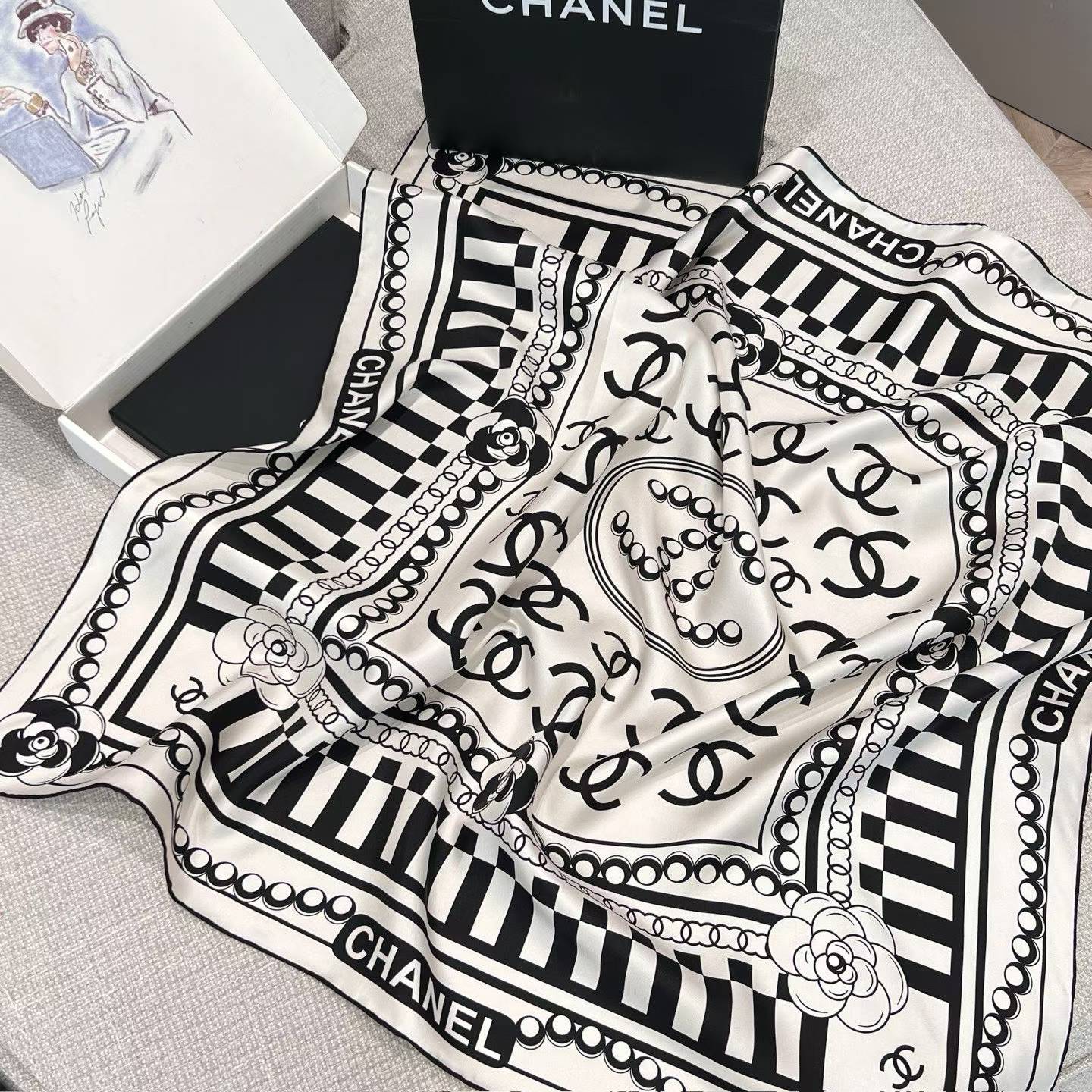 Chanel Square silk scarf view 9