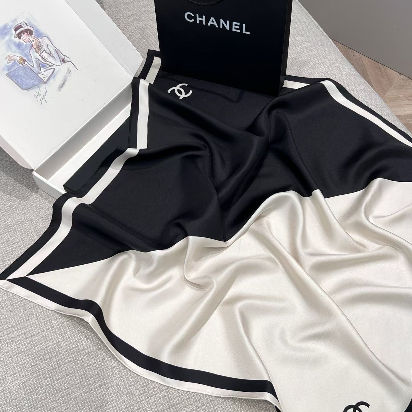 Chanel Square silk scarf view 9