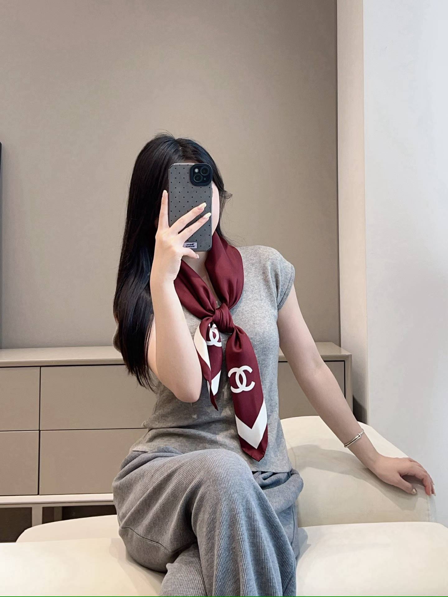 Chanel Square silk scarf view 10