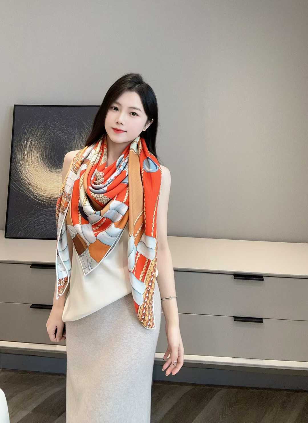 Hermès Square silk scarf view 13