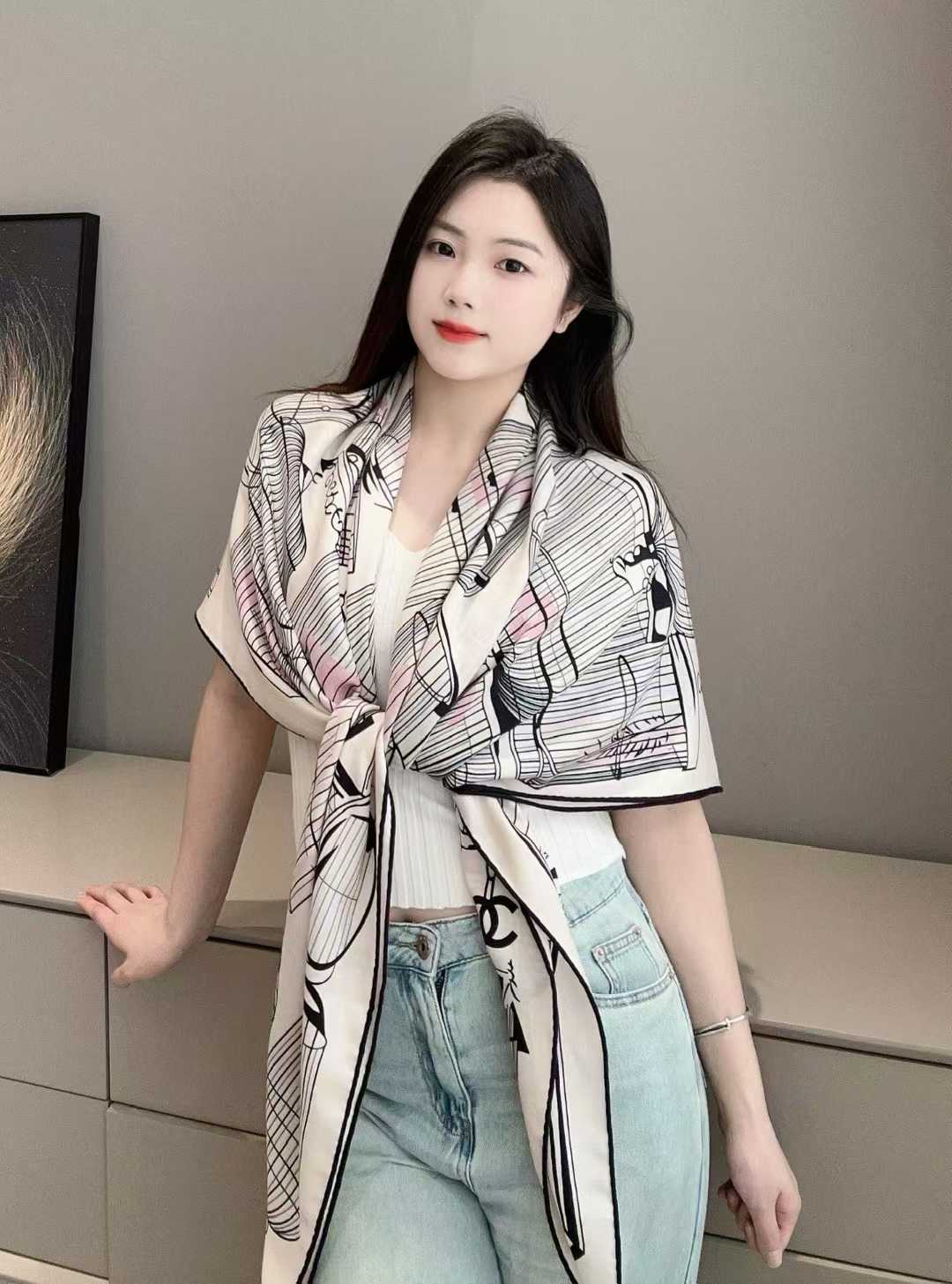 Chanel Square silk scarf view 10