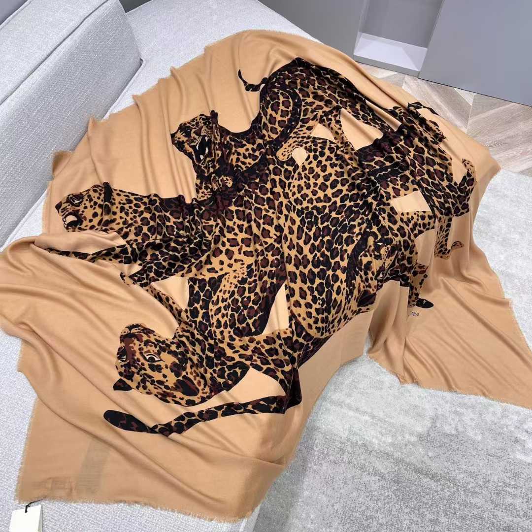 Saint Laurent Camel cheetah shawl view 2