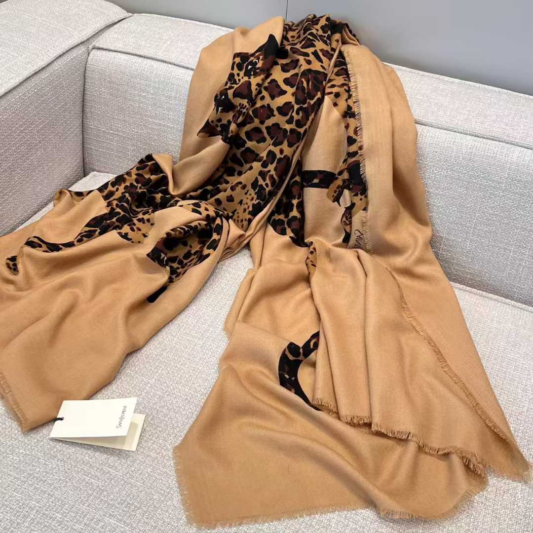 Saint Laurent Camel cheetah shawl view 7