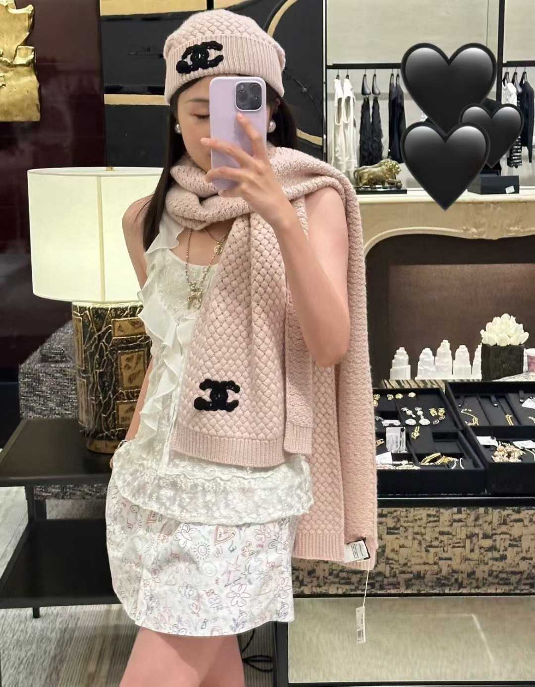 Chanel Scarf + cold hat view 22