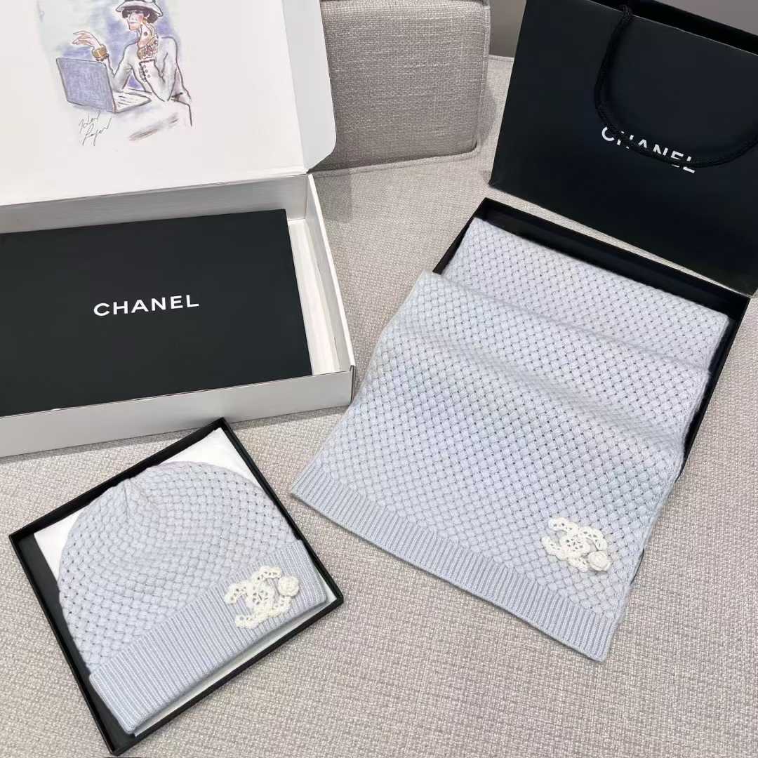 Chanel Scarf + cold hat view 23