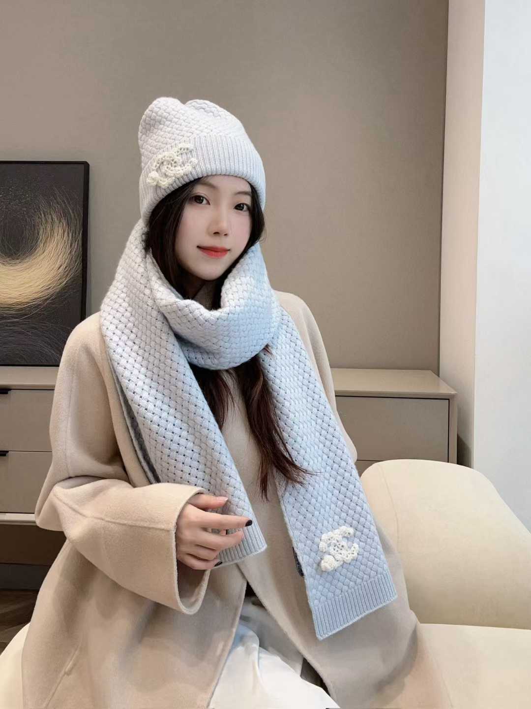Chanel Scarf + cold hat view 28