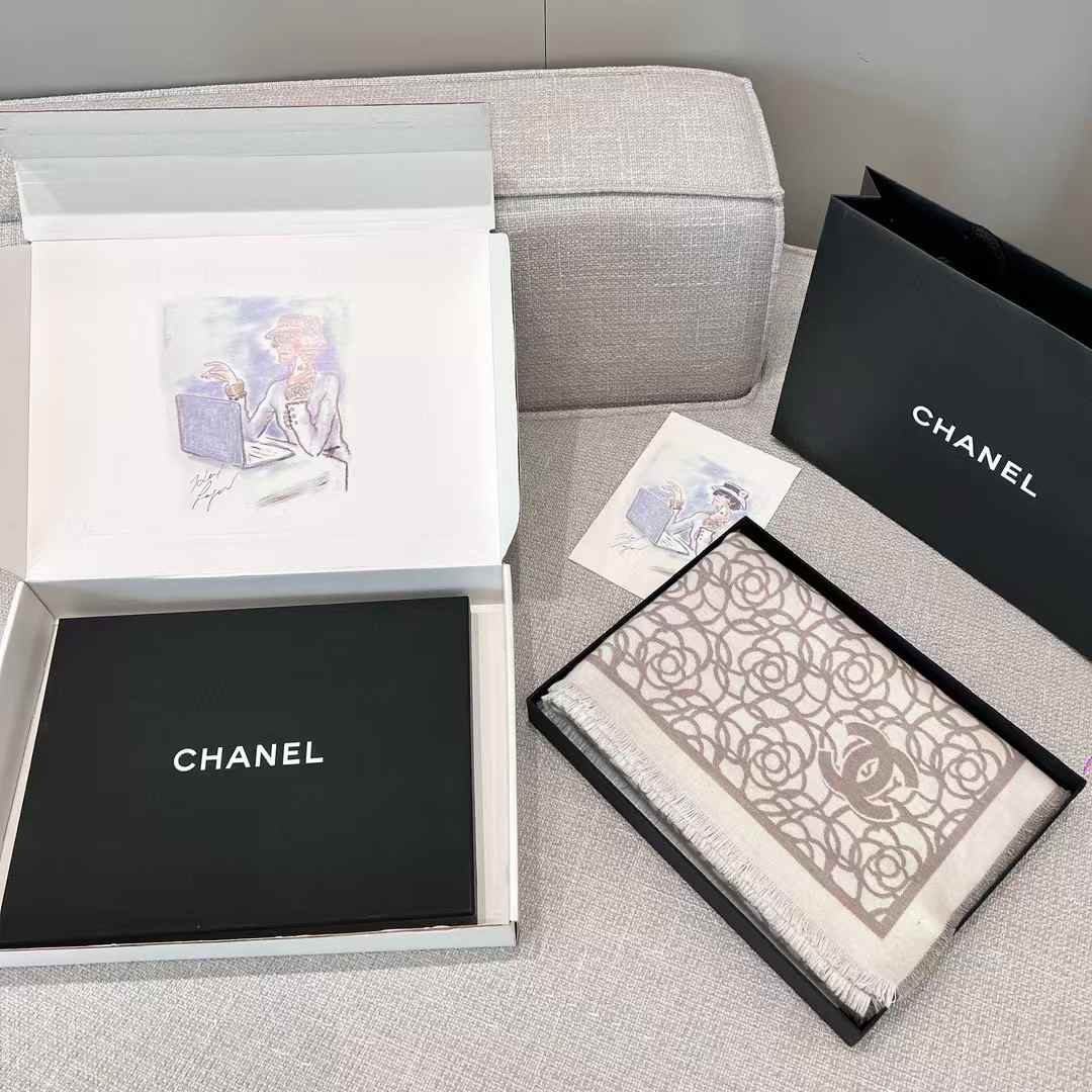 Chanel camellia scarf view 8