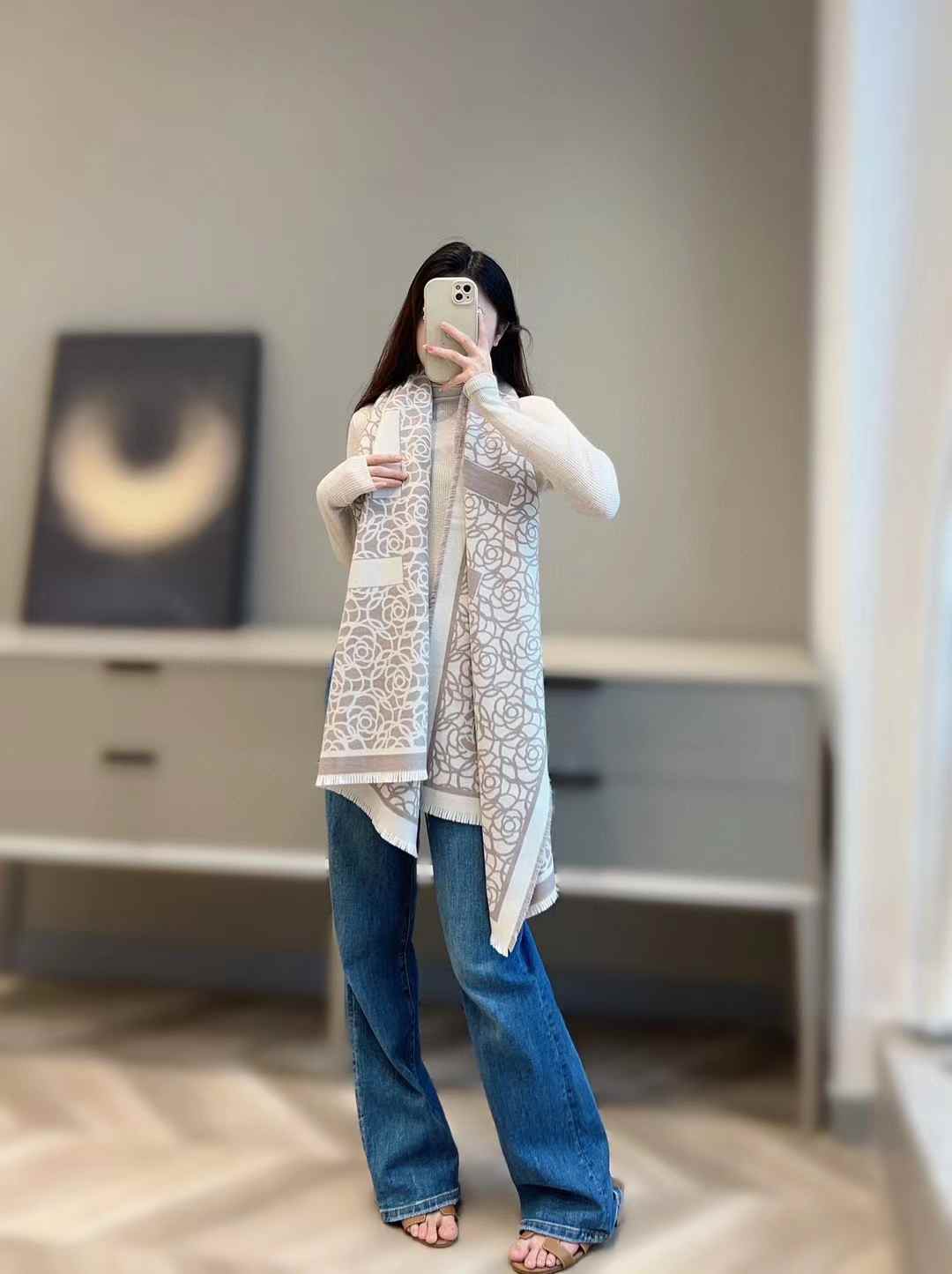 Chanel camellia scarf view 9