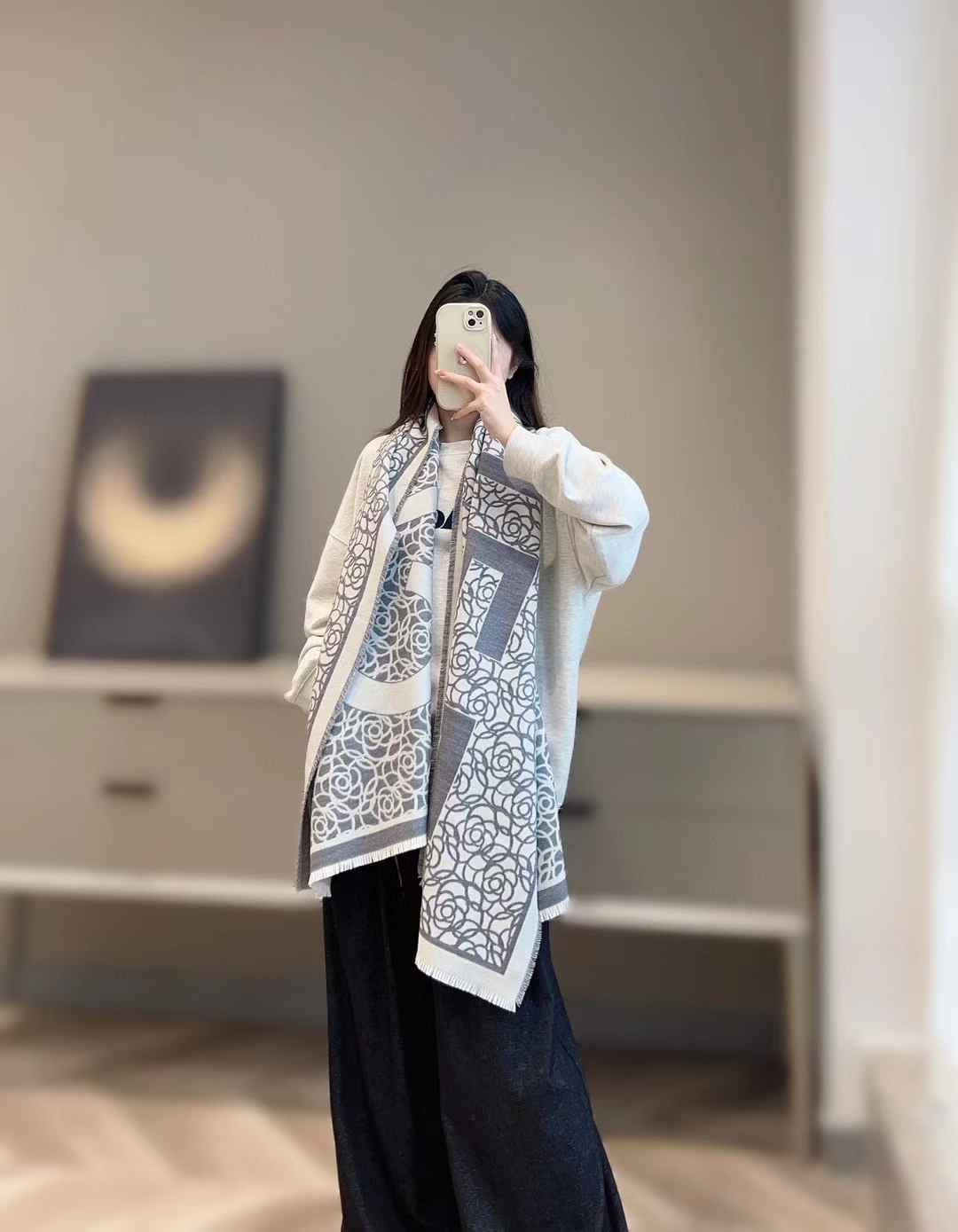 Chanel camellia scarf view 9