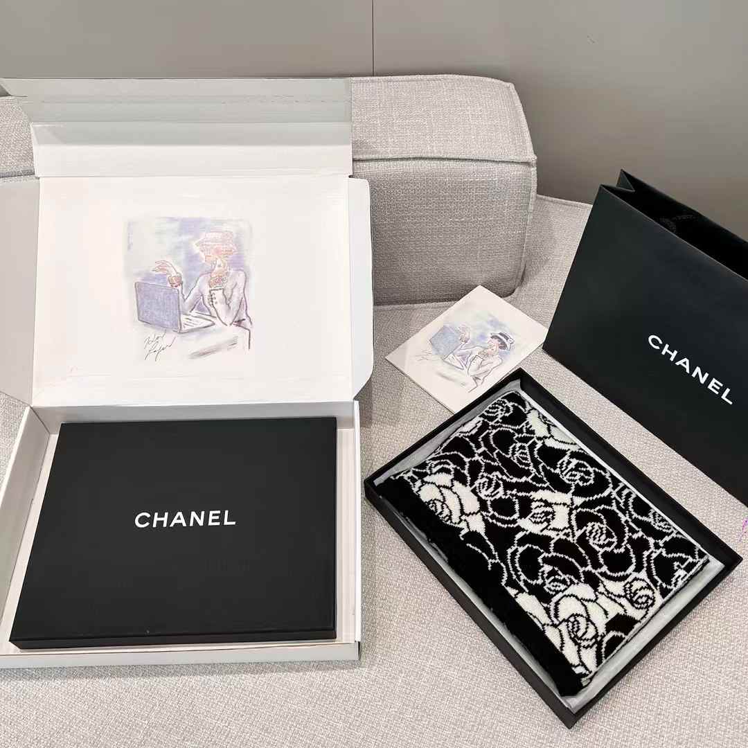 Chanel camellia scarf view 8