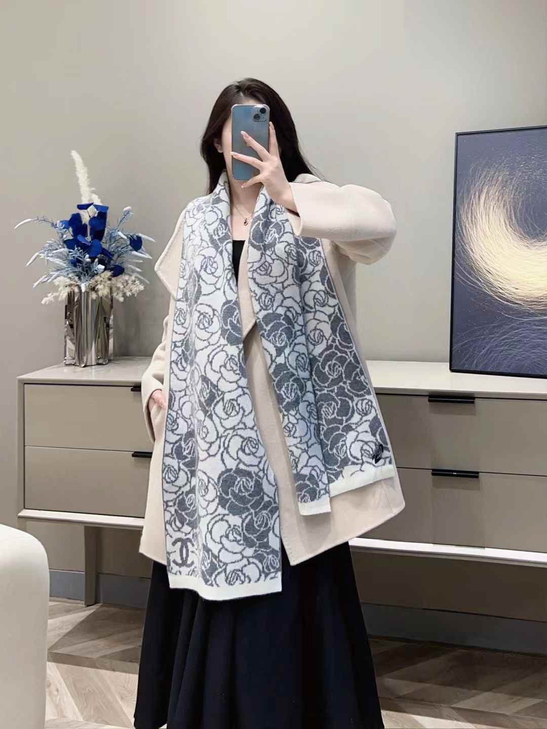 Chanel camellia scarf view 9