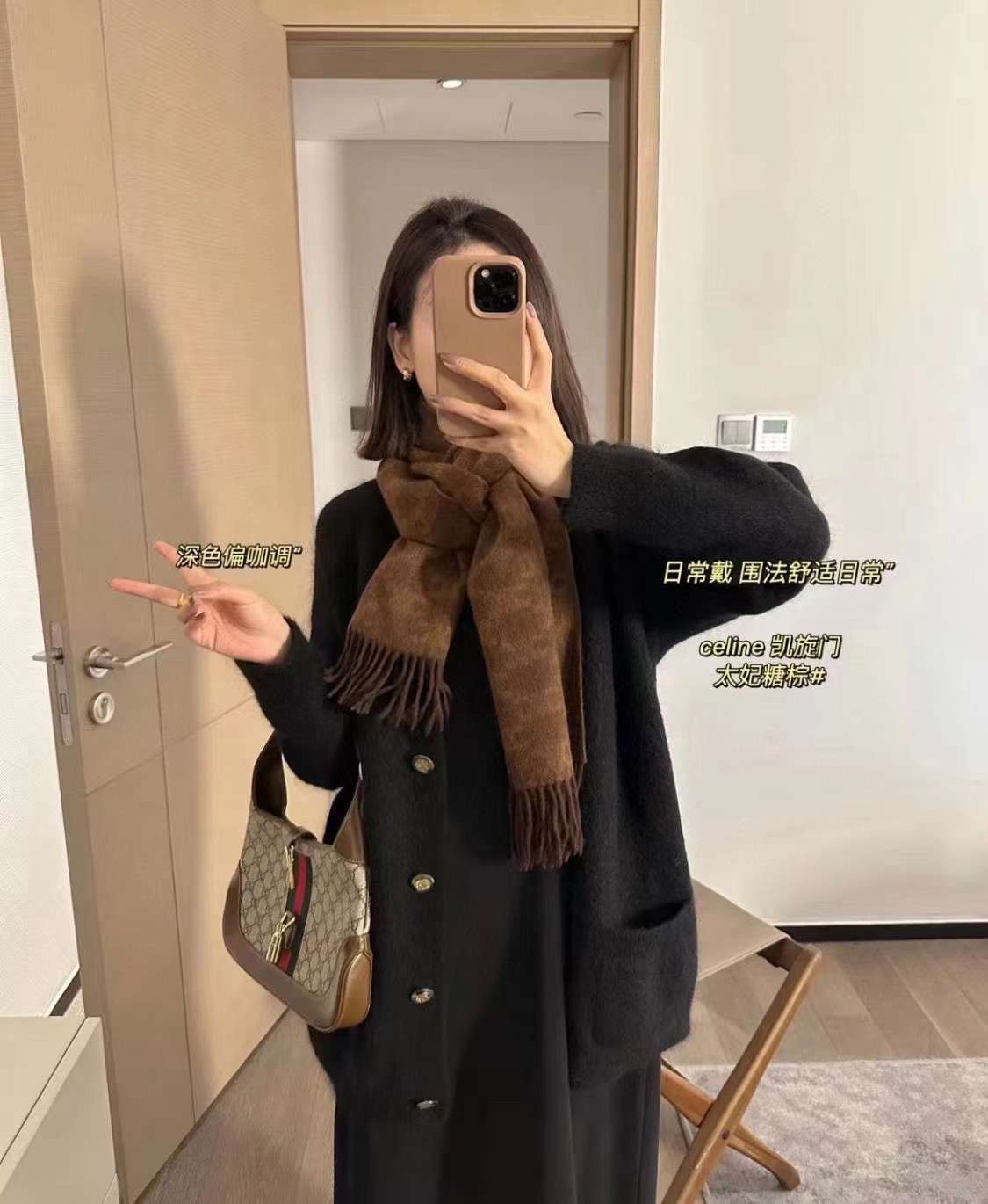 Celine Arc de Triomphe cashmere scarf view 8