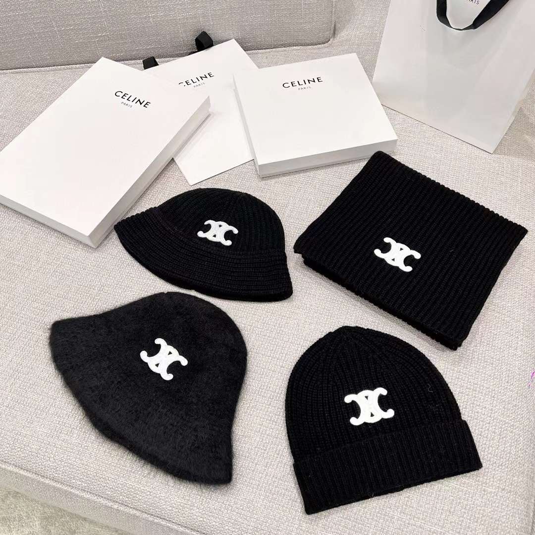 Celine Cashmere Scarf& BEANIE view 2