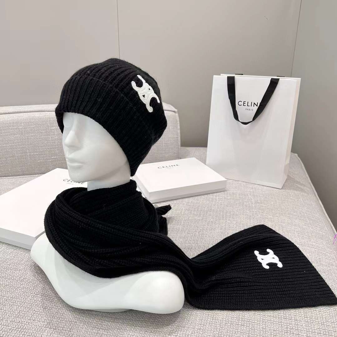 Celine Cashmere Scarf& BEANIE view 8