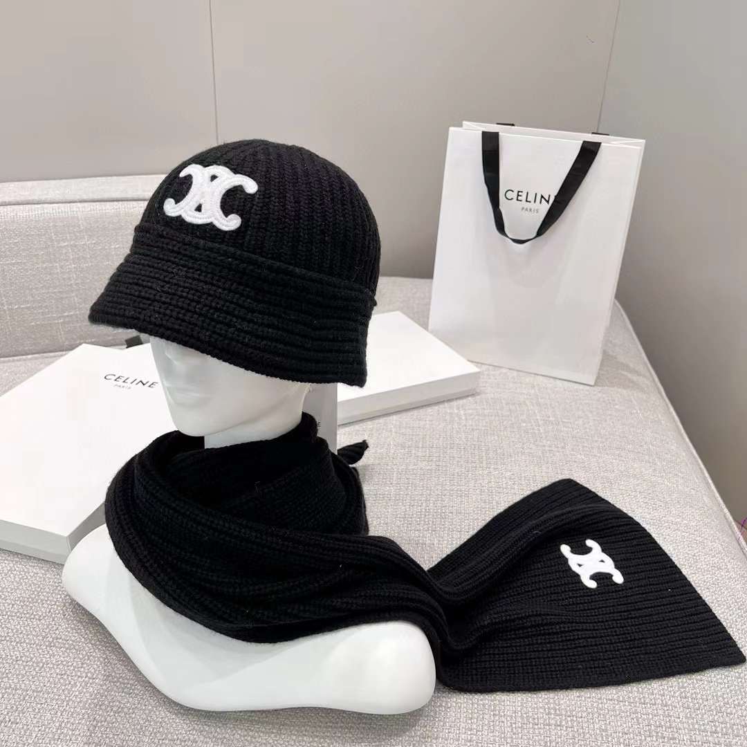 Celine Cashmere Scarf& BEANIE view 9