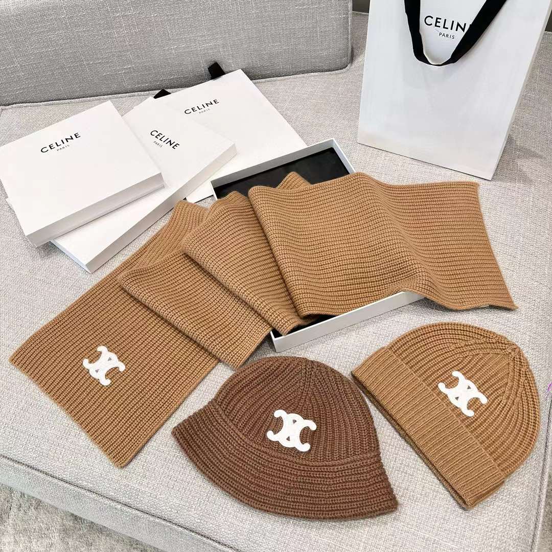 Celine Cashmere Scarf& BEANIE view 2