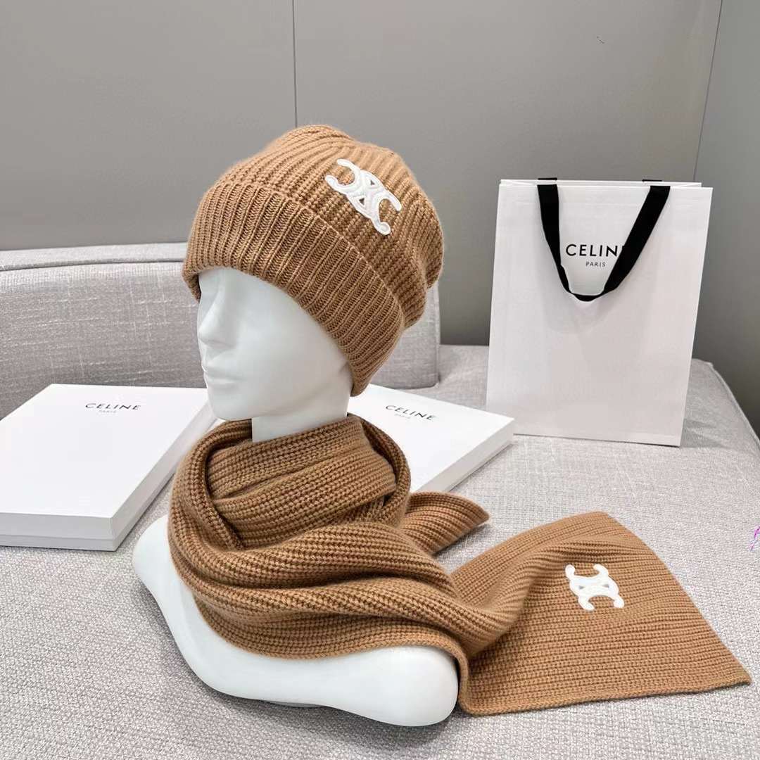Celine Cashmere Scarf& BEANIE view 7