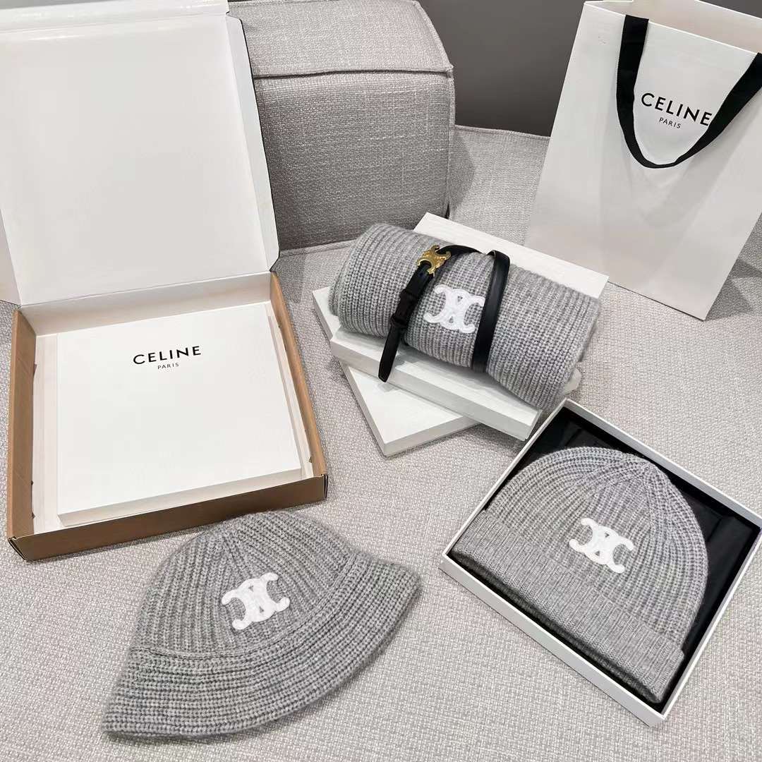 Celine Cashmere Scarf& BEANIE view 2