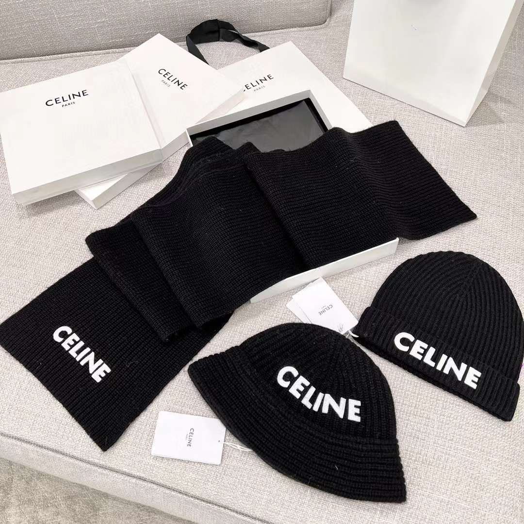 Celine Cashmere Scarf& BEANIE view 2