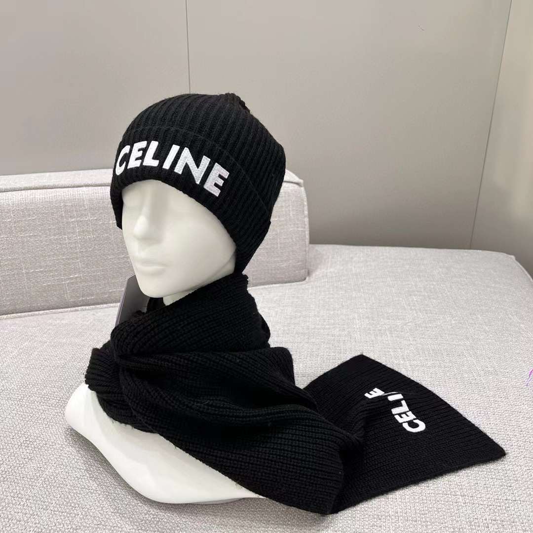 Celine Cashmere Scarf& BEANIE view 3