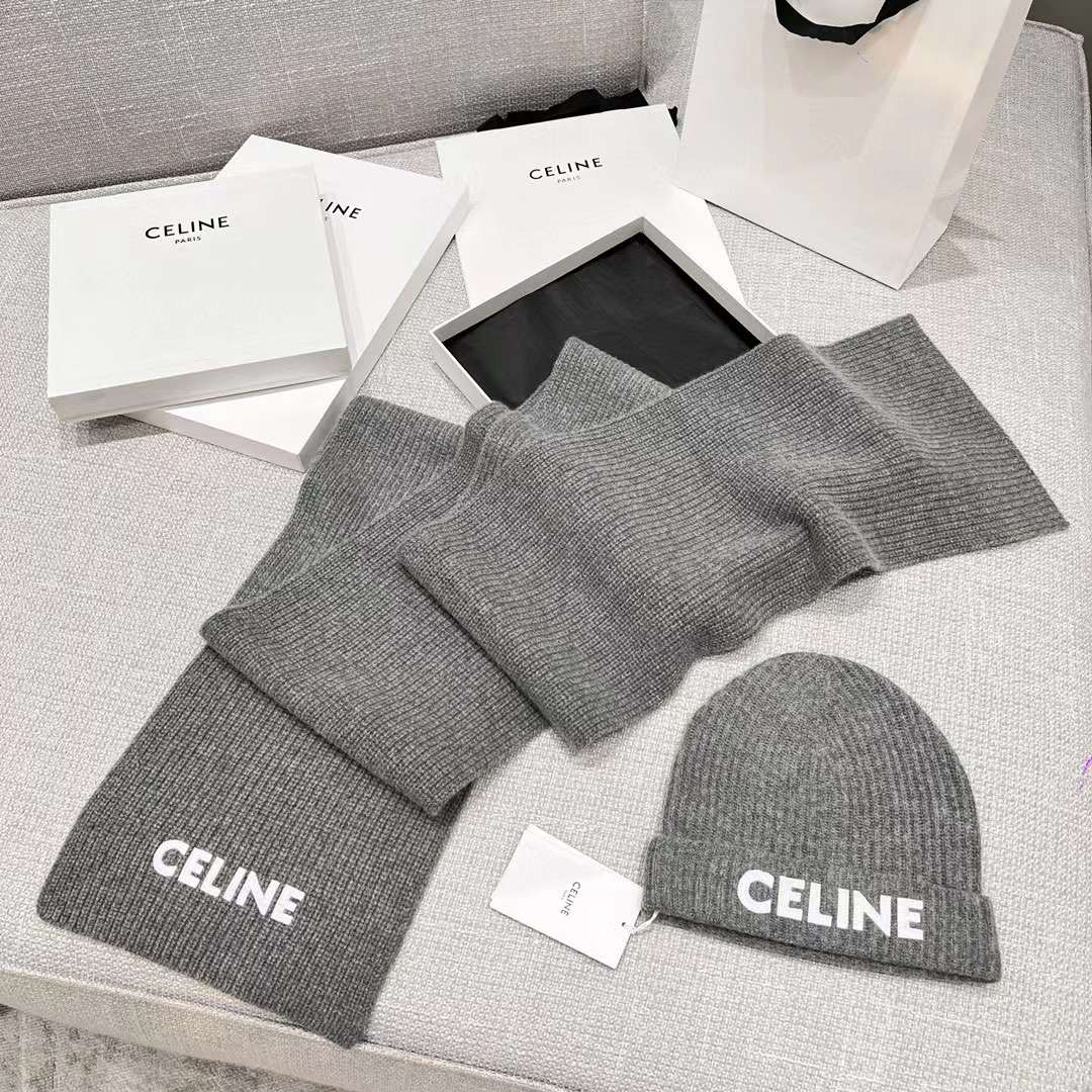 Celine Cashmere Scarf& BEANIE view 2