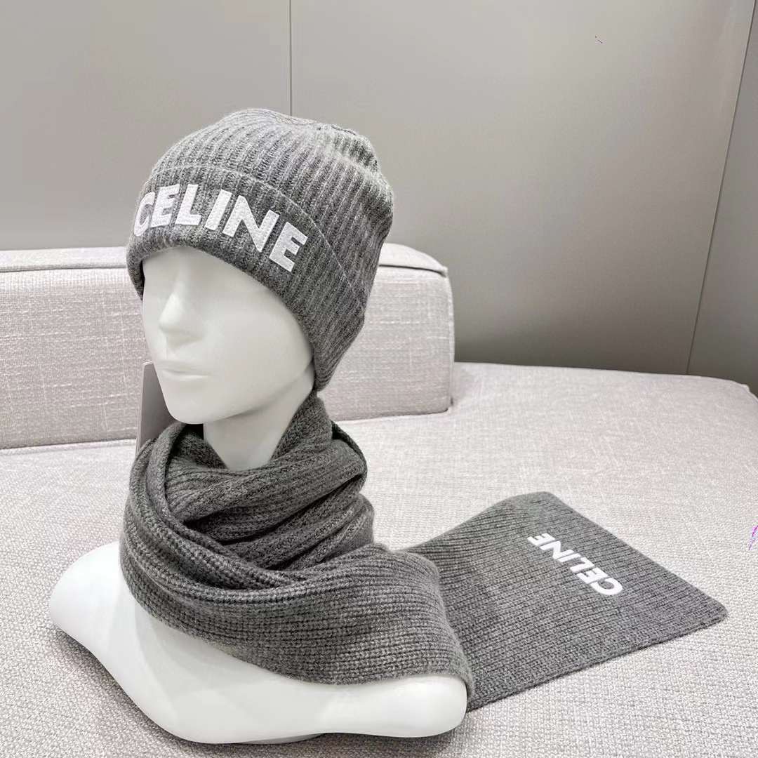 Celine Cashmere Scarf& BEANIE view 3