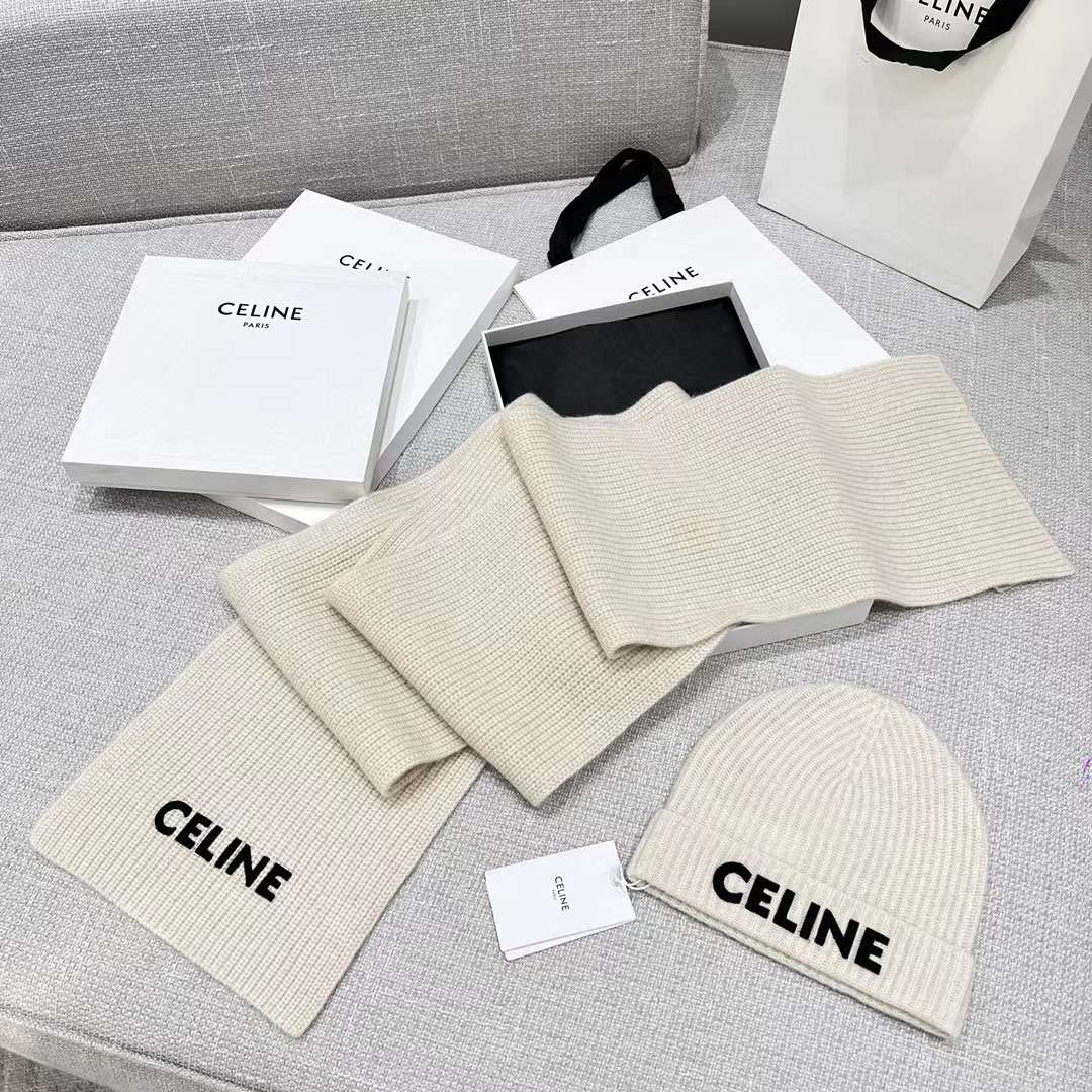 Celine Cashmere Scarf& BEANIE view 2
