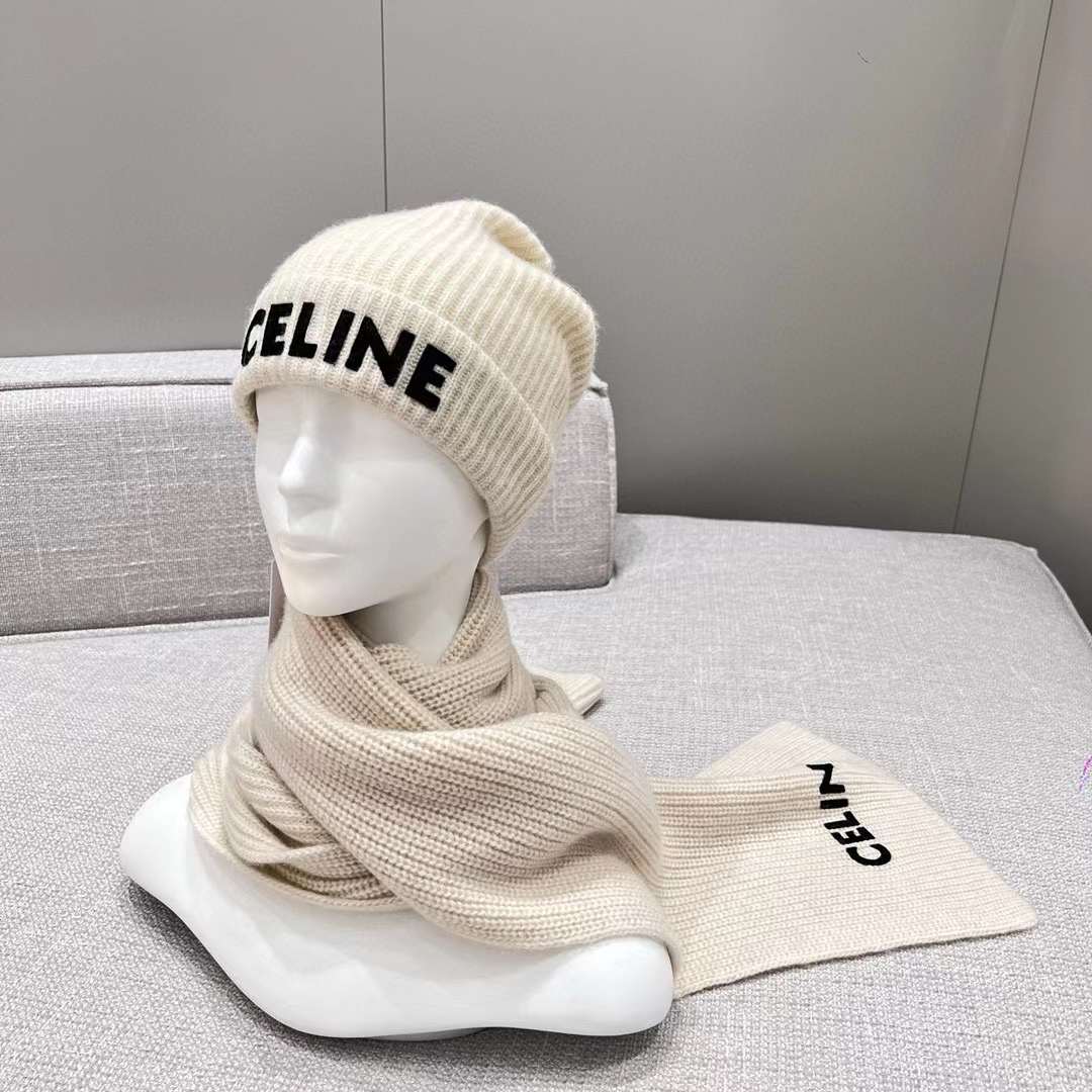 Celine Cashmere Scarf& BEANIE view 3