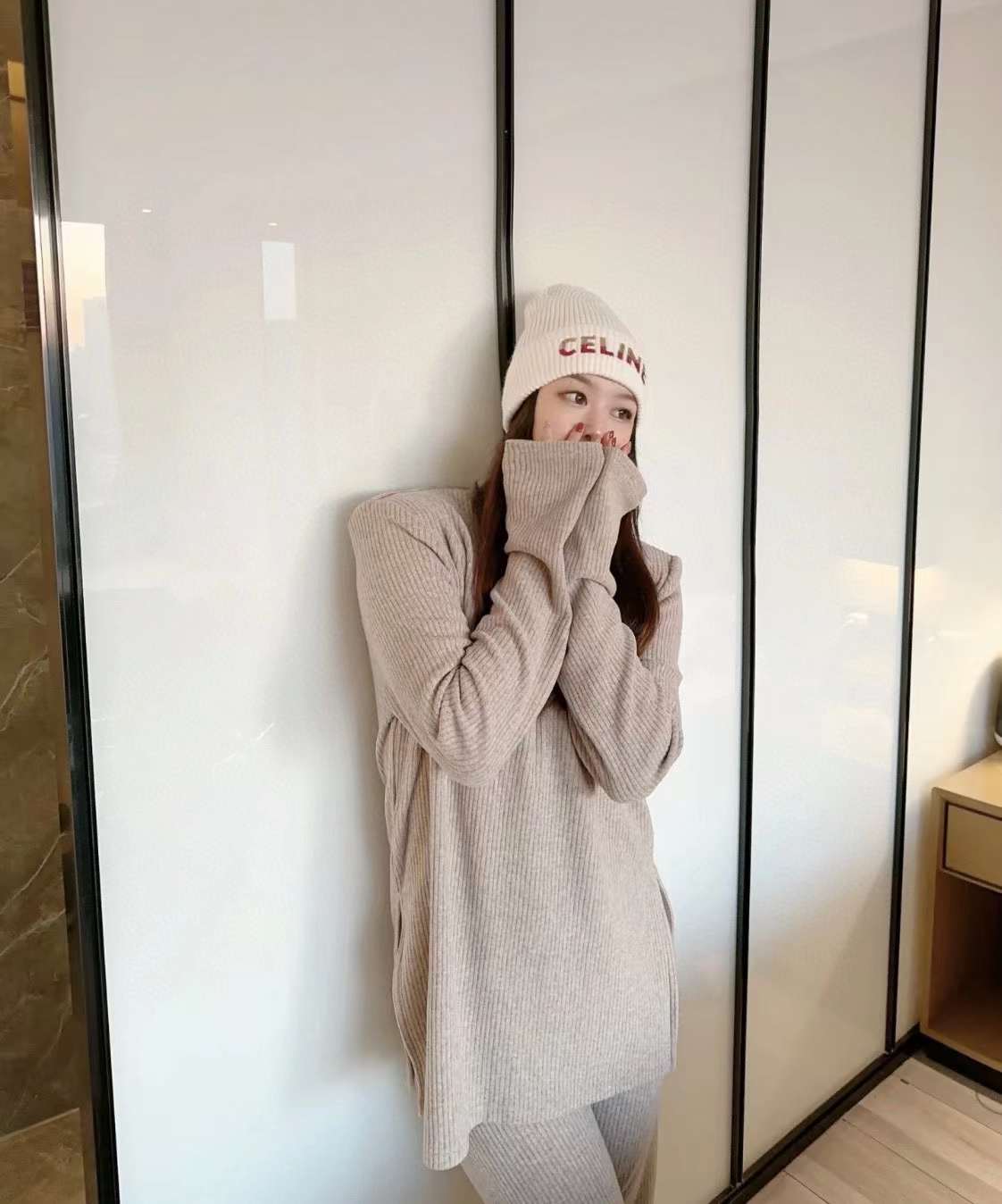 Celine Beanie In Seamless Cashmere view 4