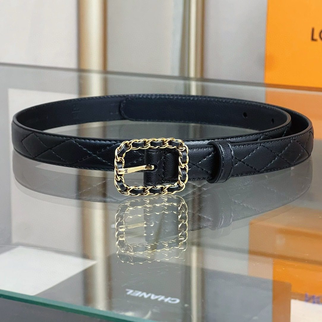 Chanel Square buckle needle through the belt 20mm view 2