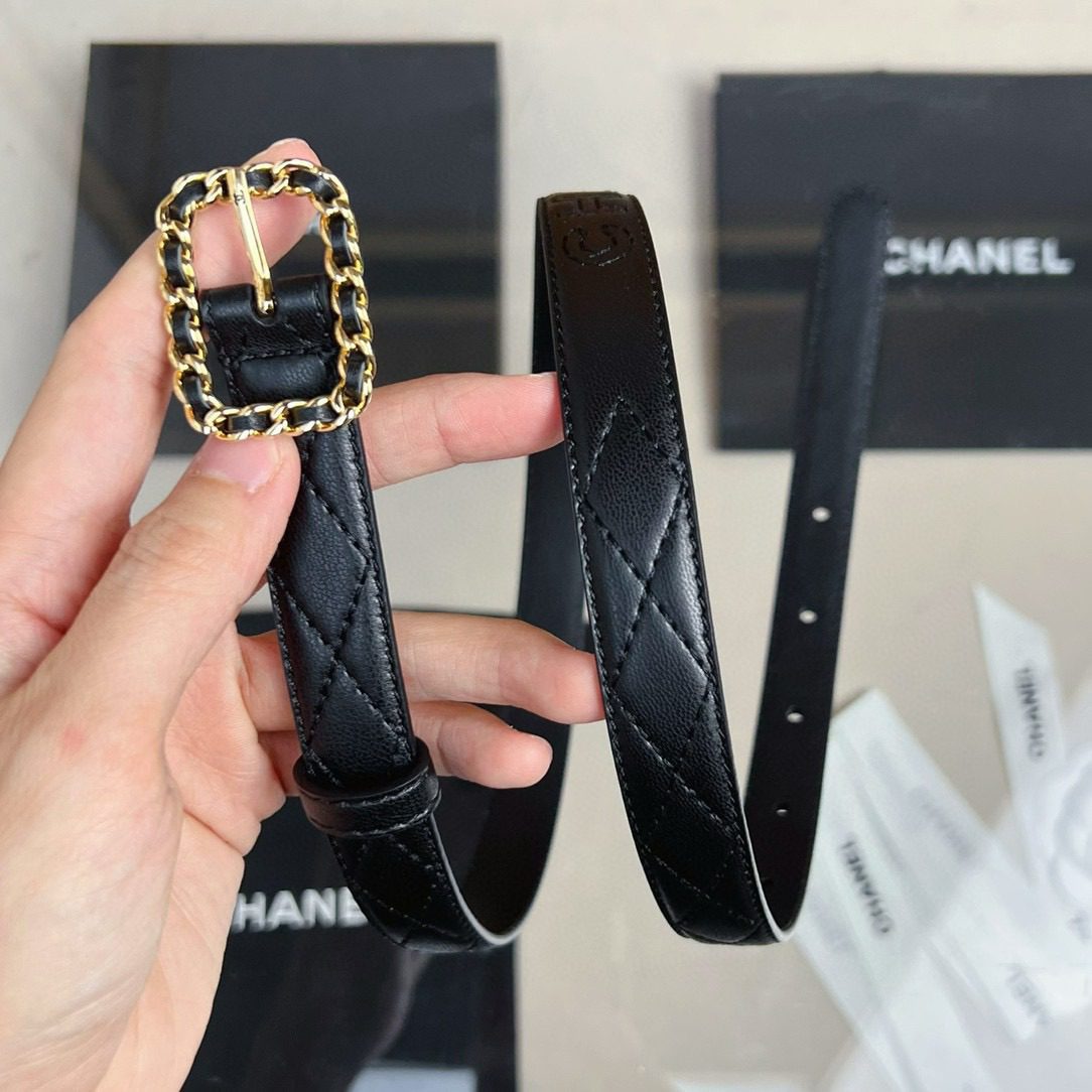 Chanel Square buckle needle through the belt 20mm view 5