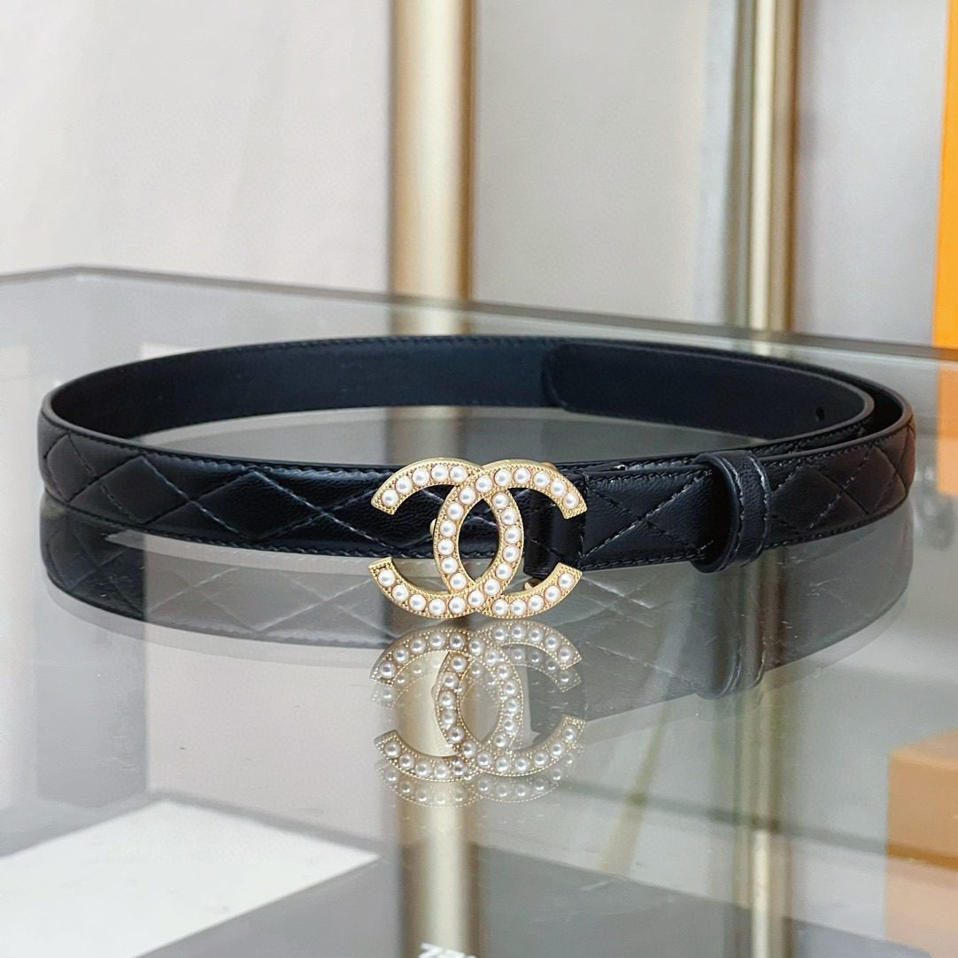 Chanel logo Pearl belt 20mm view 2