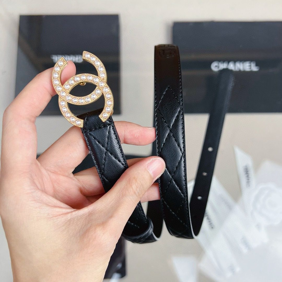 Chanel logo Pearl belt 20mm view 4